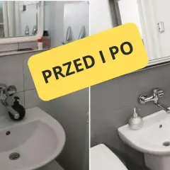 Łazienka przed i po metamorfozie. Zobacz, jak odnowić stare lustro i nadać wnętrzu świeży wygląd.