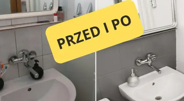 Łazienka przed i po metamorfozie. Zobacz, jak odnowić stare lustro i nadać wnętrzu świeży wygląd.