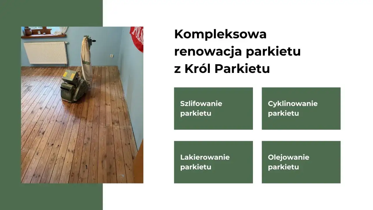 Profesjonalne cyklinowanie parkietu maszyną szlifującą. Kr&oacute;l Parkietu odnawia podłogi.