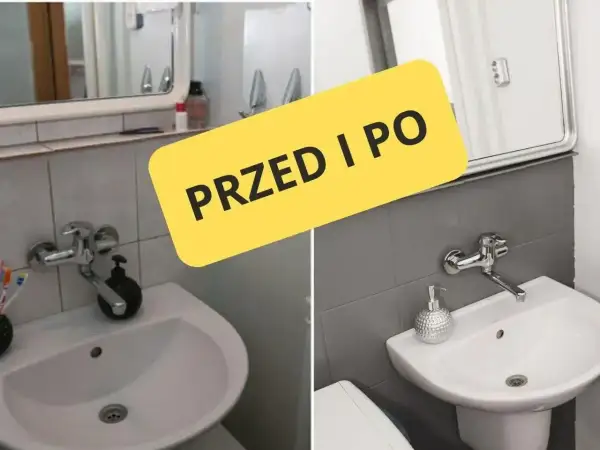 Łazienka przed i po metamorfozie. Zobacz, jak odnowić stare lustro i nadać wnętrzu świeży wygląd.
